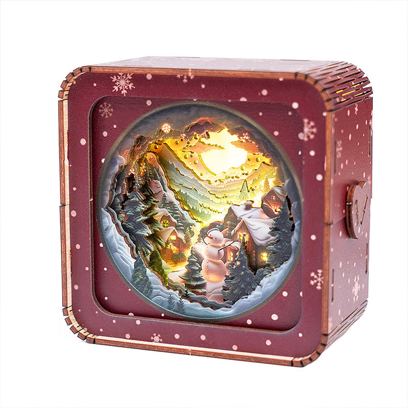 FancyNooks™ Snow Mountain Hut Kit - 3D Wooden Puzzle Night Light