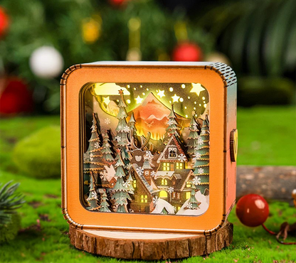 FancyNooks™ Warm Christmas Eve Kit - 3D Wooden Puzzle Night Light