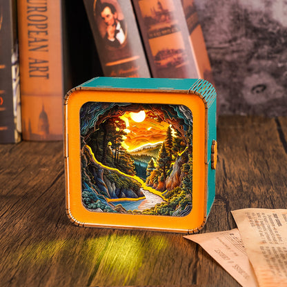 FancyNooks™ Sunset Wilderness Path Kit - 3D Wooden Puzzle Night Light