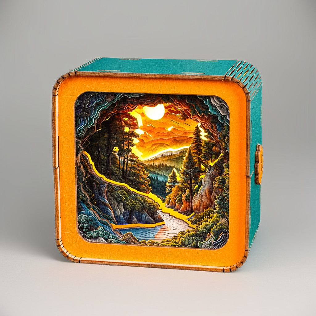 FancyNooks™ Sunset Wilderness Path Kit - 3D Wooden Puzzle Night Light