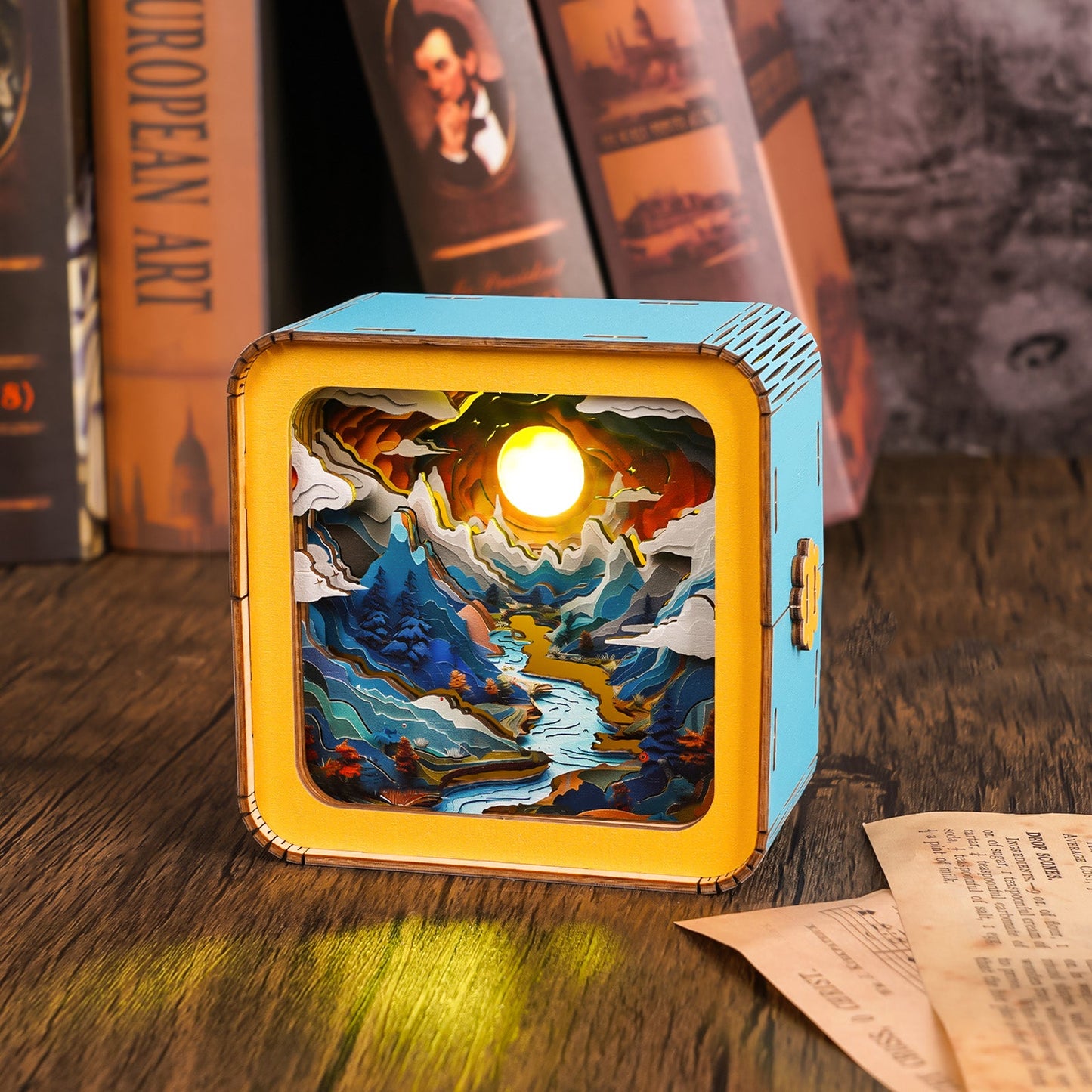 FancyNooks™ Moonlit Mountain Kit - 3D Wooden Puzzle Night Light