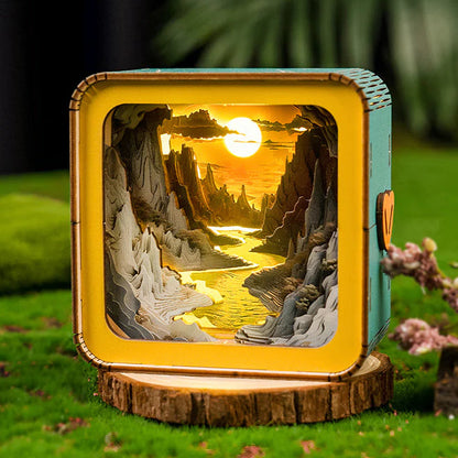 FancyNooks™ Long River Sunset Kit - 3D Wooden Puzzle Night Light