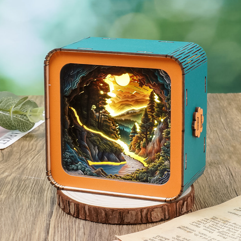 FancyNooks™ Sunset Wilderness Path Kit - 3D Wooden Puzzle Night Light