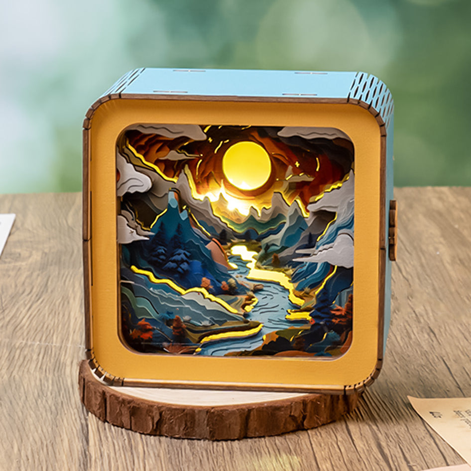 FancyNooks™ Moonlit Mountain Kit - 3D Wooden Puzzle Night Light