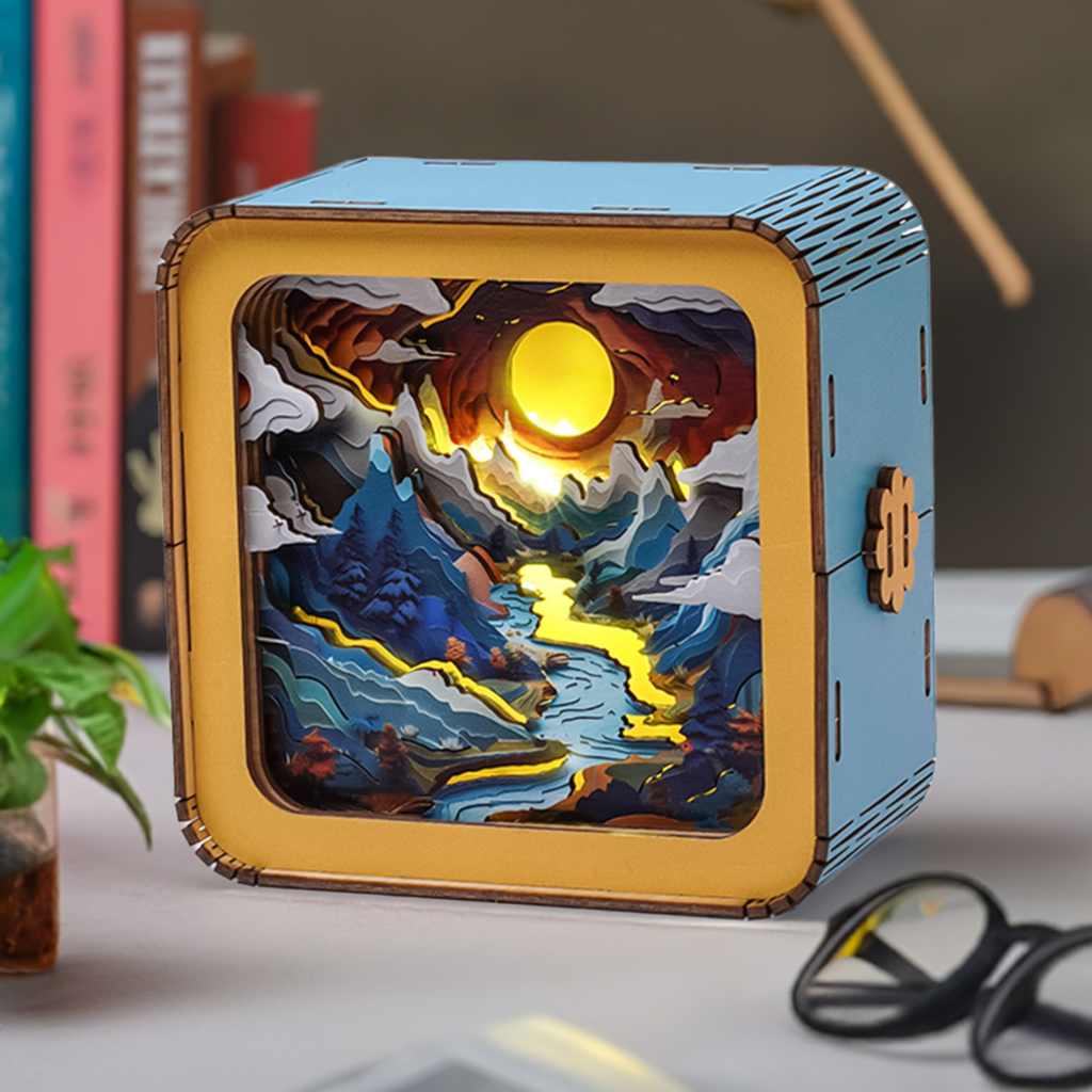 FancyNooks™ Moonlit Mountain Kit - 3D Wooden Puzzle Night Light