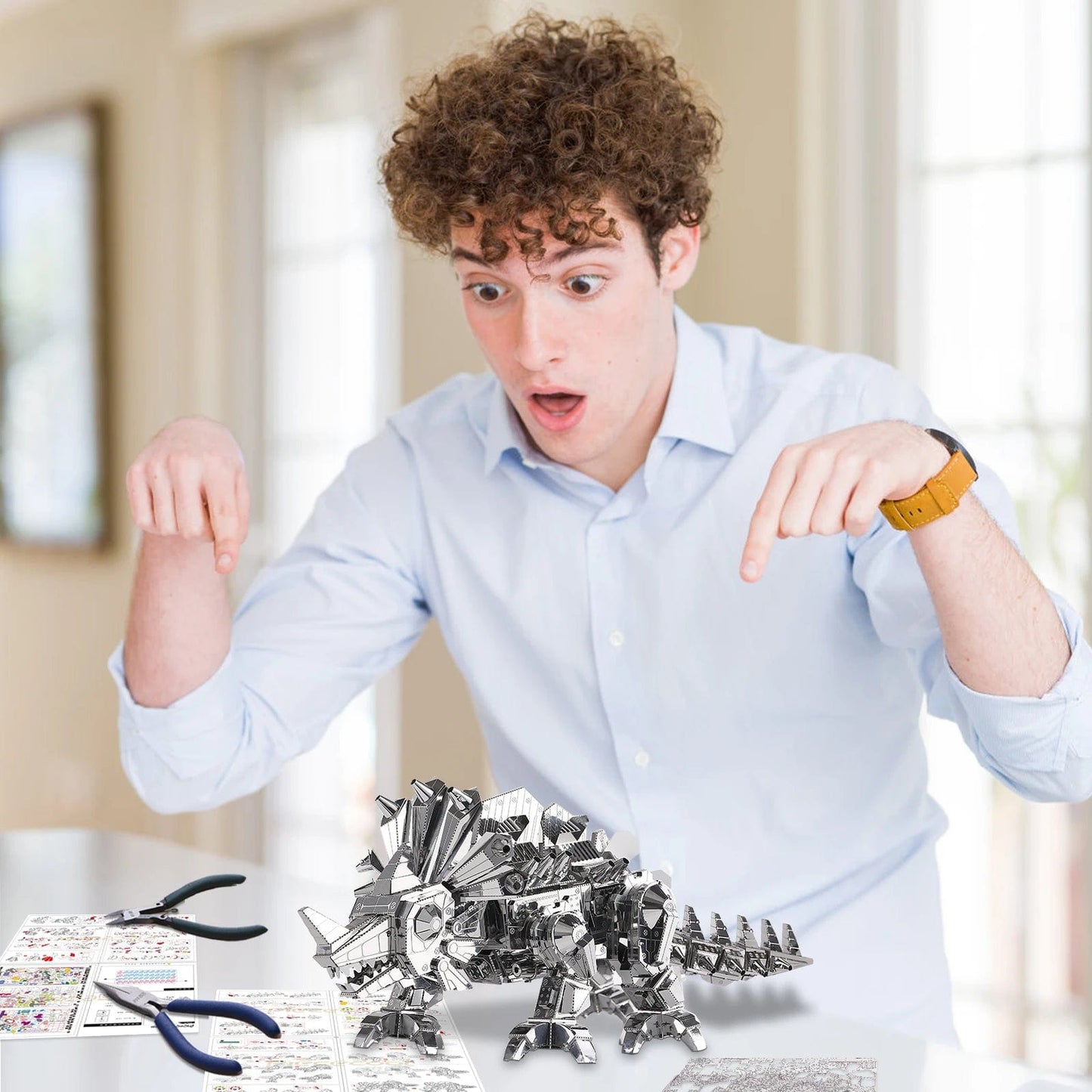 Piececool 3D Metal Puzzle Dinosaur Assembly Model Kits for Teen DIY Toy Jigsaw Brain Teaser for Adult Gifts