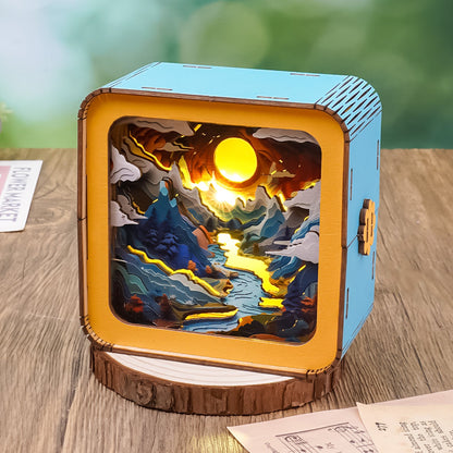 FancyNooks™ Moonlit Mountain Kit - 3D Wooden Puzzle Night Light