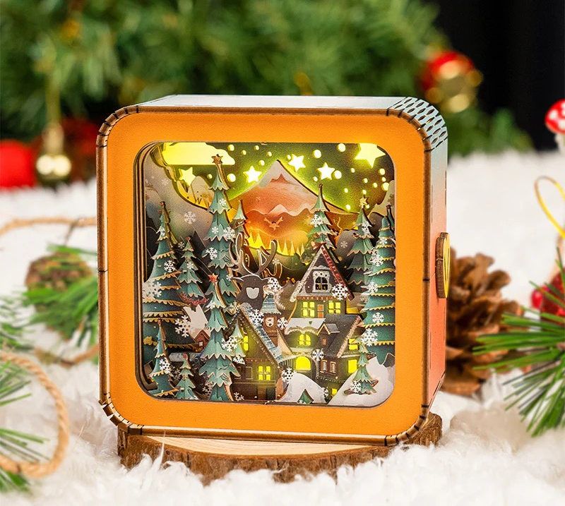 FancyNooks™ Warm Christmas Eve Kit - 3D Wooden Puzzle Night Light